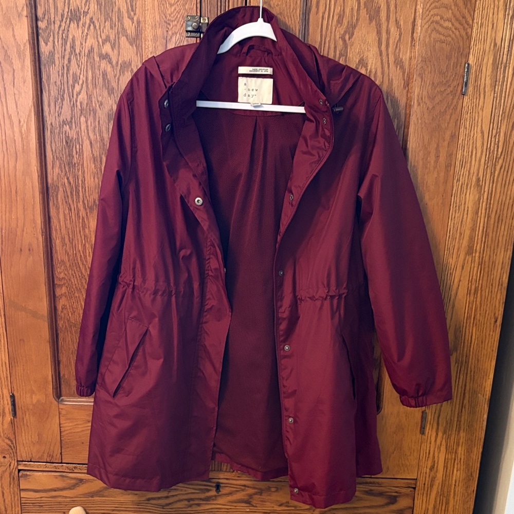 A New Day Women's Maroon Hooded Trench Coat